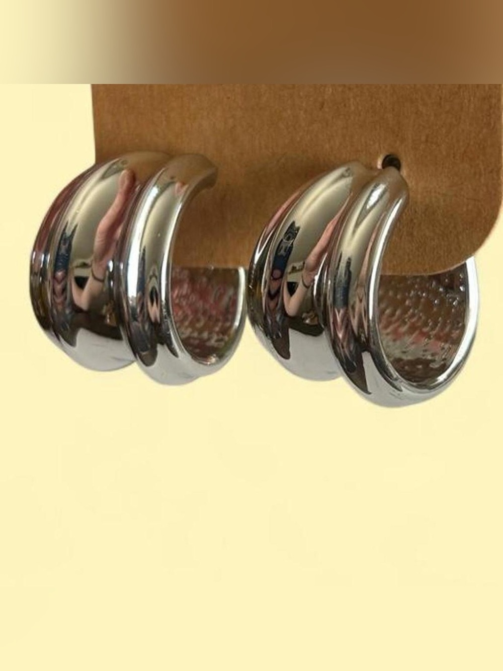 Silver chunky hoop earrings